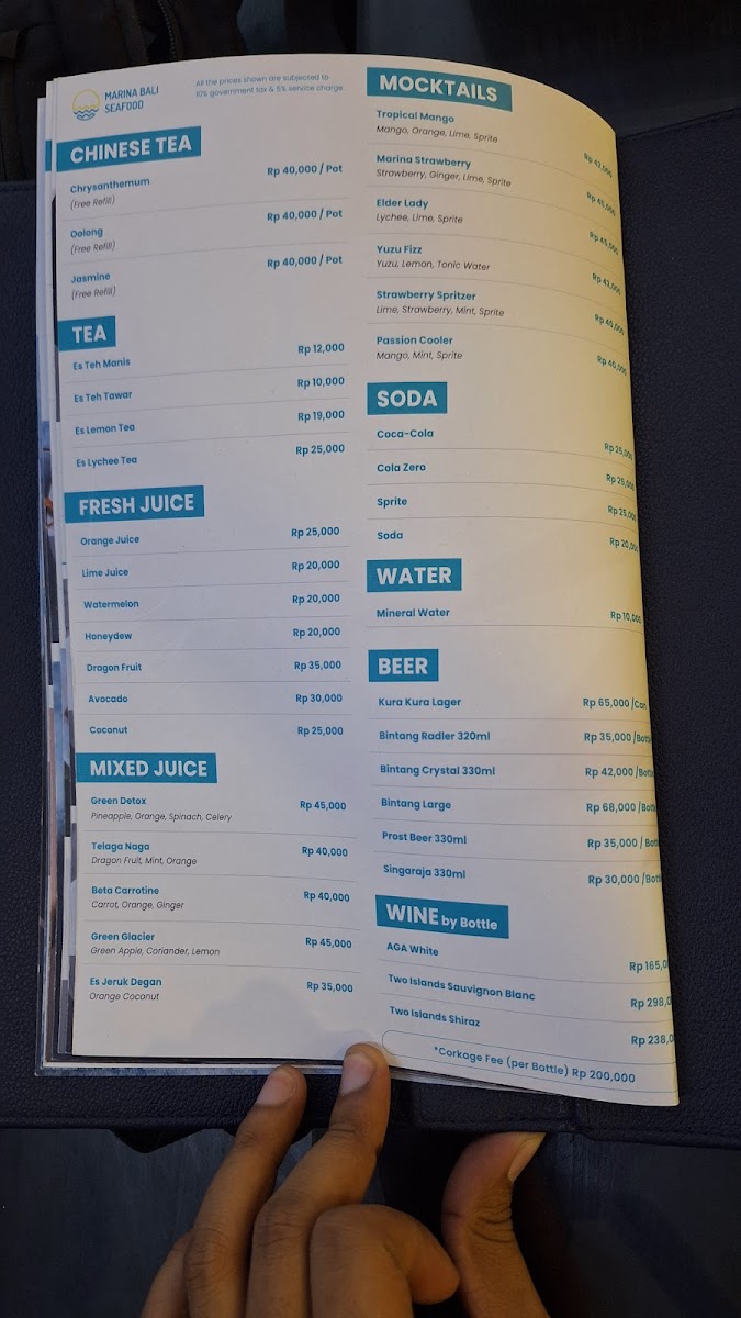 Marina Bali Seafood Menu - Image 2